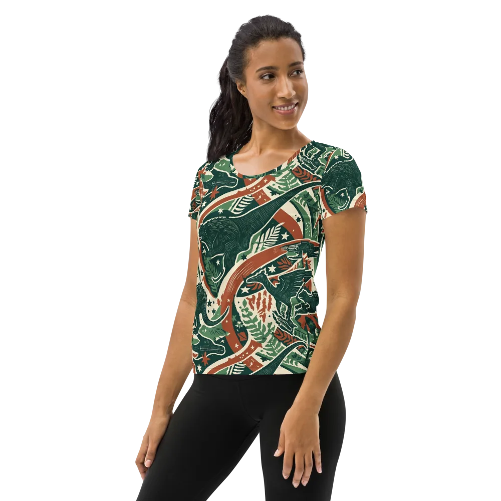 Rocket Menagerie on Women's Athletic T-Shirt — Left