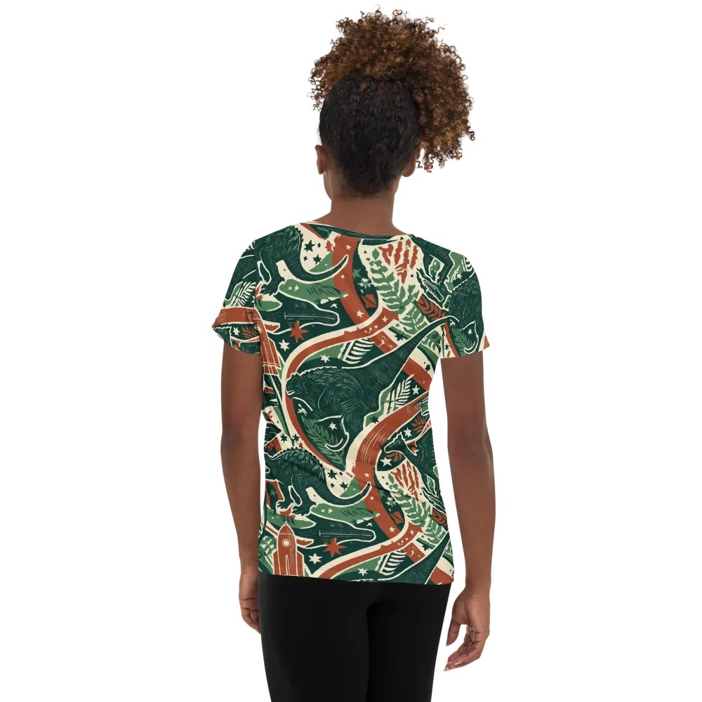 Rocket Menagerie on Women's Athletic T-Shirt — Back