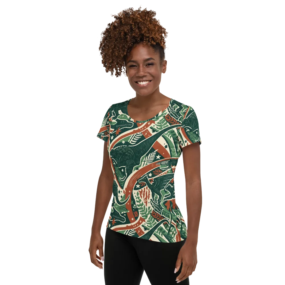 Rocket Menagerie on Women's Athletic T-Shirt — Left