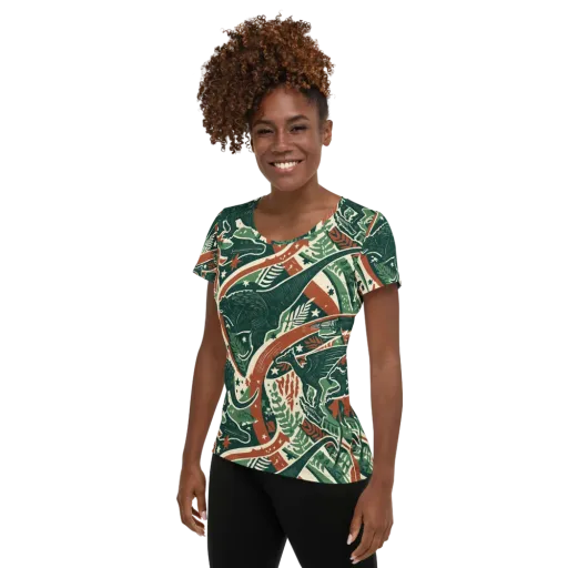 Rocket Menagerie on a Women's Athletic T-Shirt