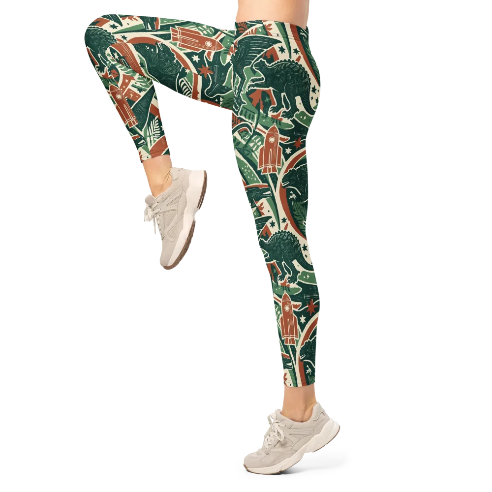 Rocket Menagerie on Leggings — Left