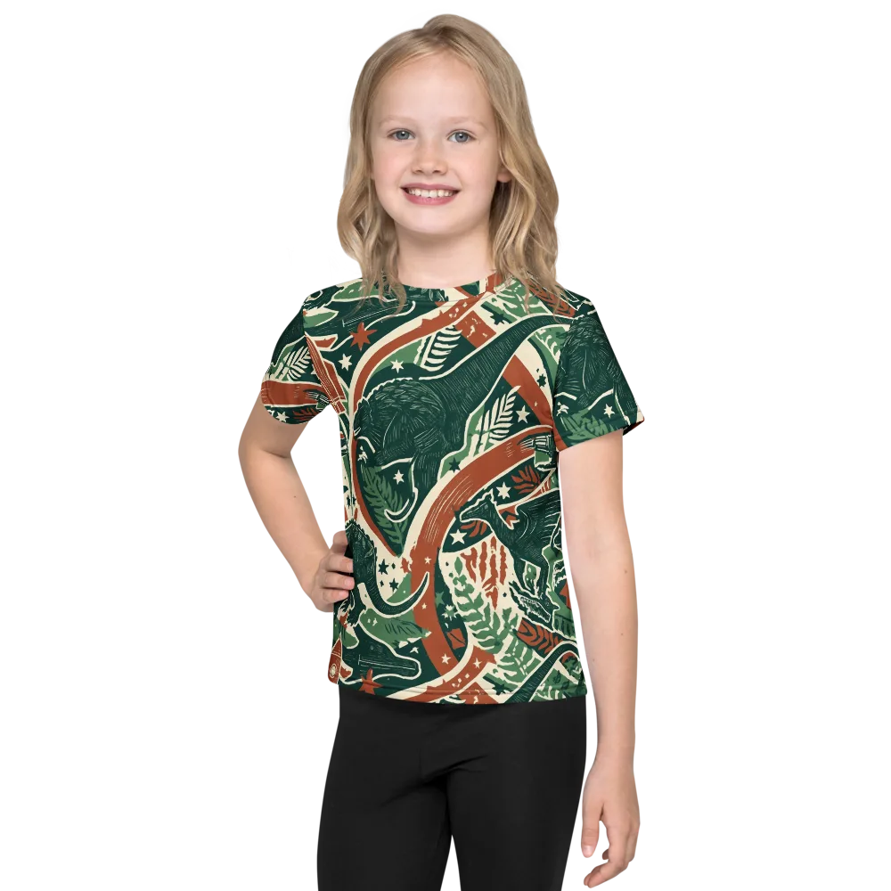 Rocket Menagerie on Kids Crew Neck T-Shirt — Front