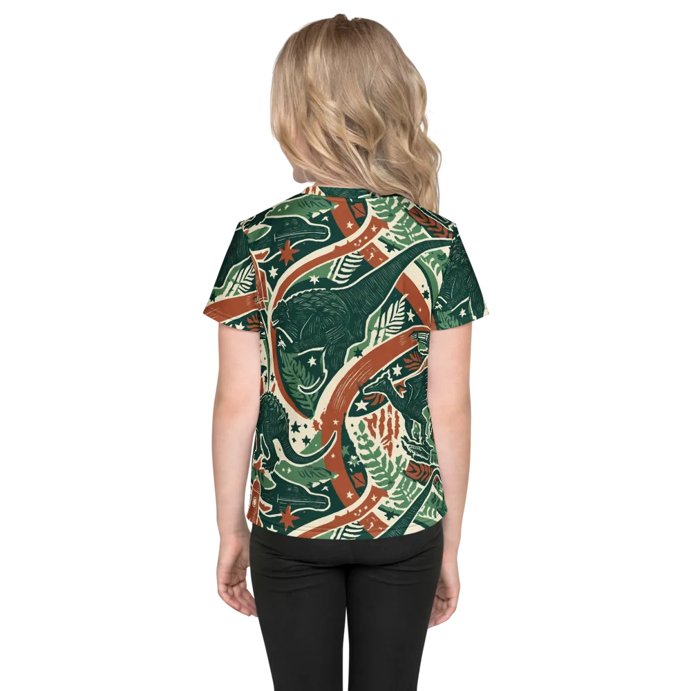 Rocket Menagerie on Kids Crew Neck T-Shirt — Back