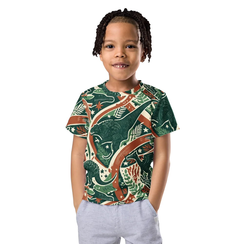 Rocket Menagerie on Kids Crew Neck T-Shirt — Front