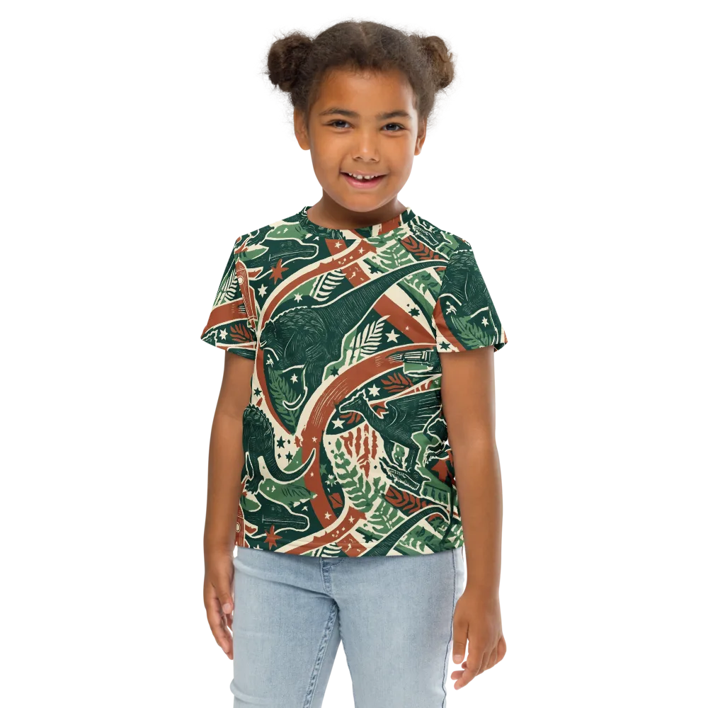 Rocket Menagerie on Kids Crew Neck T-Shirt — Front