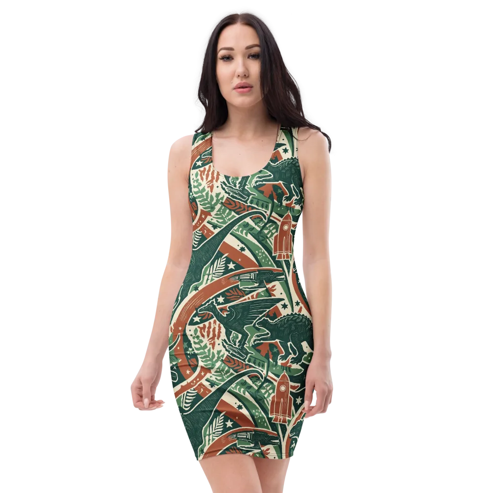 Rocket Menagerie on Bodycon Dress — Front