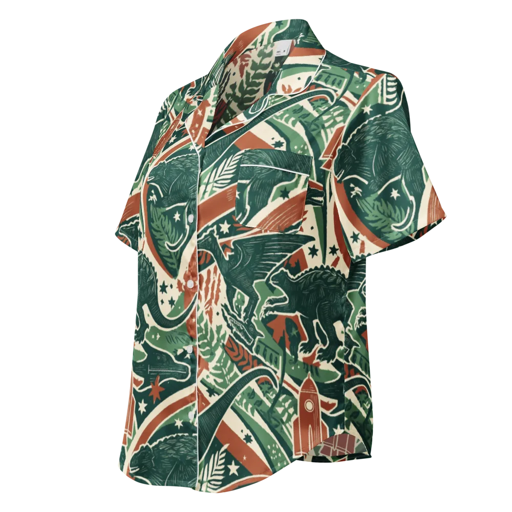 Rocket Menagerie on Women's Short Sleeve Pajama Top — Left Front