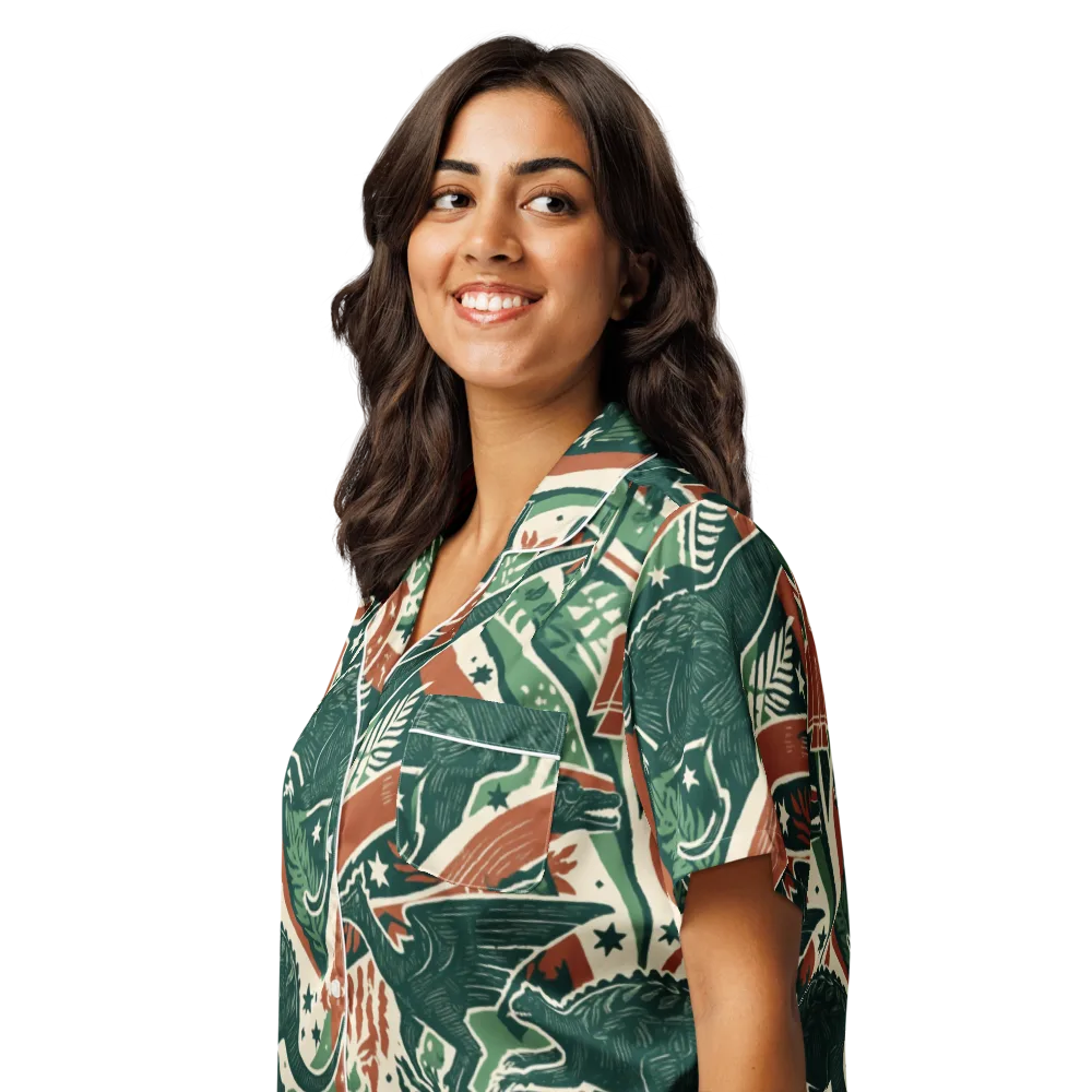 Rocket Menagerie on Women's Short Sleeve Pajama Top — Left Front