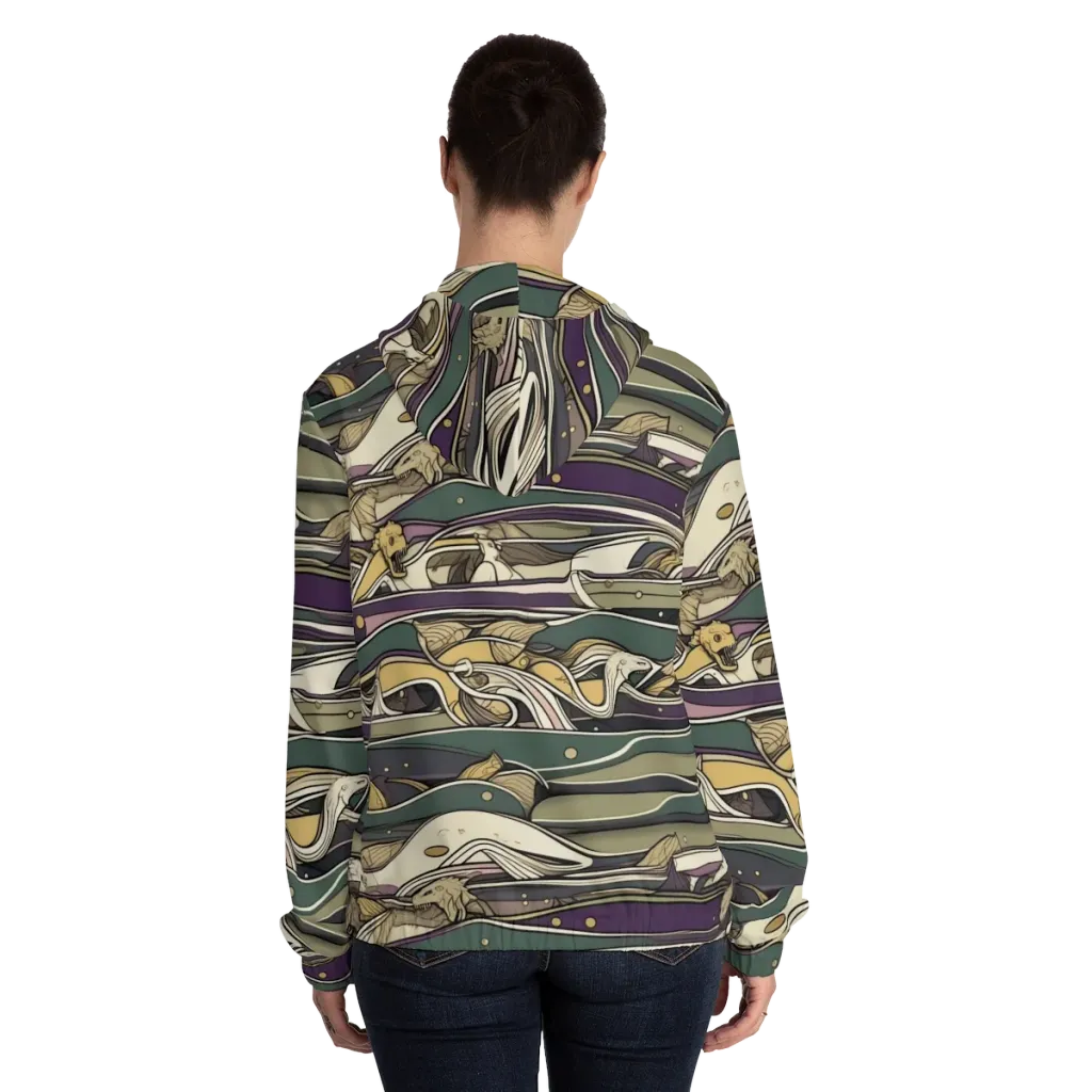 Paleo Drift on Women's Full-Zip Hoodie — Back On Person