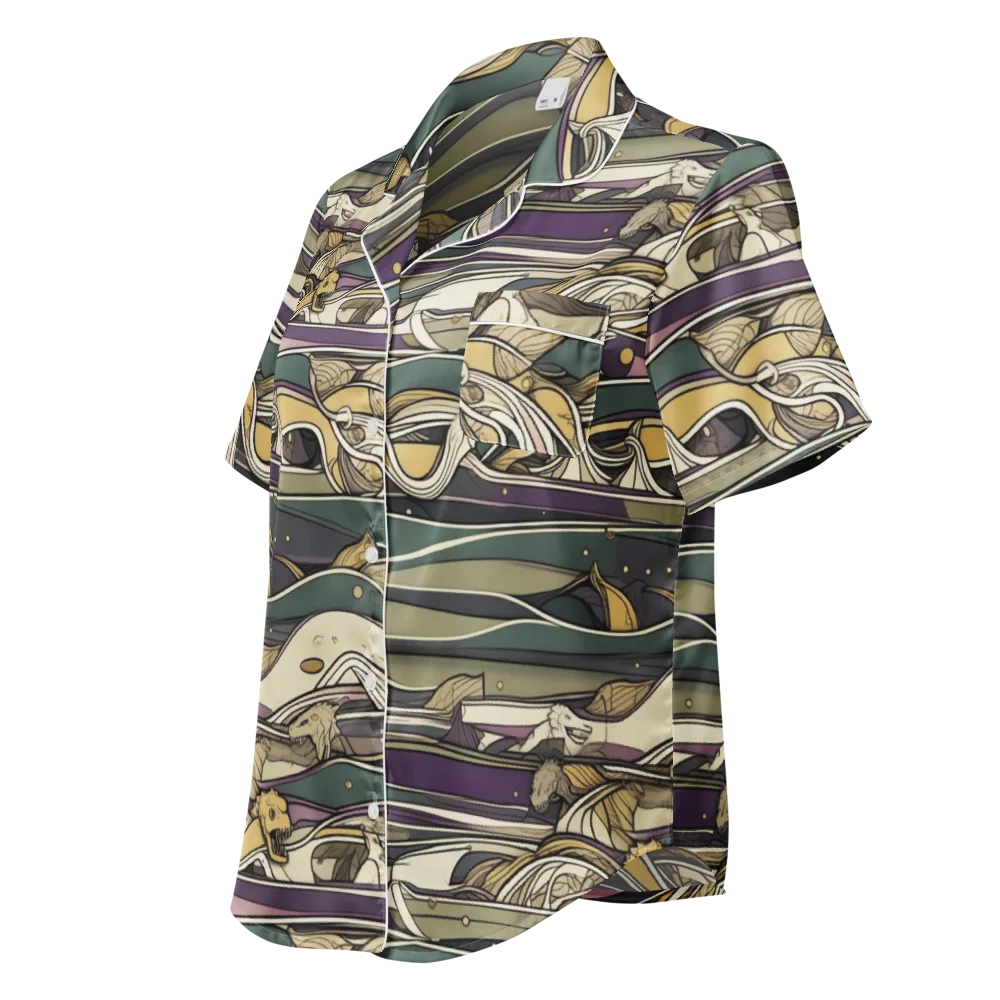 Paleo Drift on Women's Short Sleeve Pajama Top — Left Front