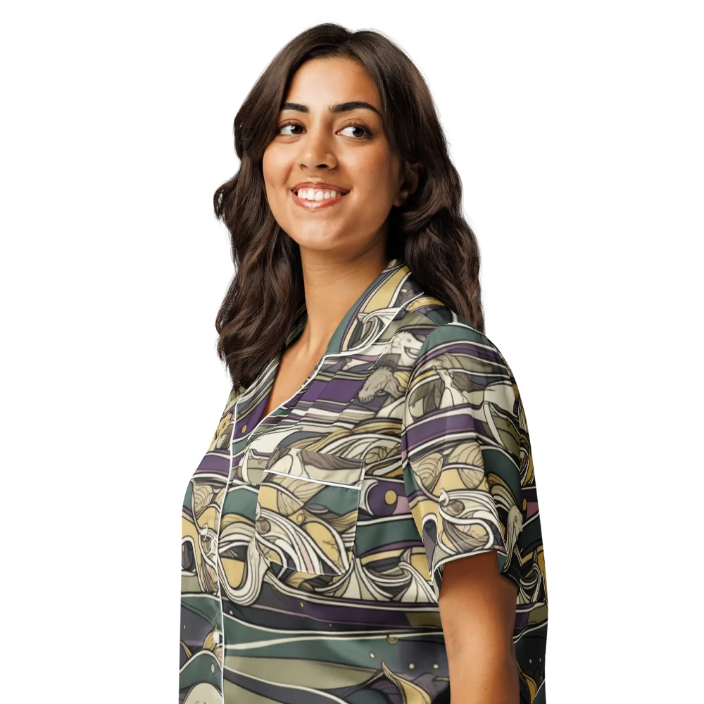 Paleo Drift on Women's Short Sleeve Pajama Top — Left Front