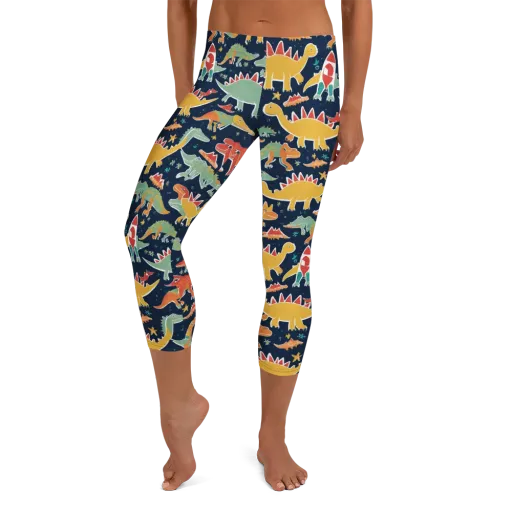 Dino Disco on a Capri Leggings