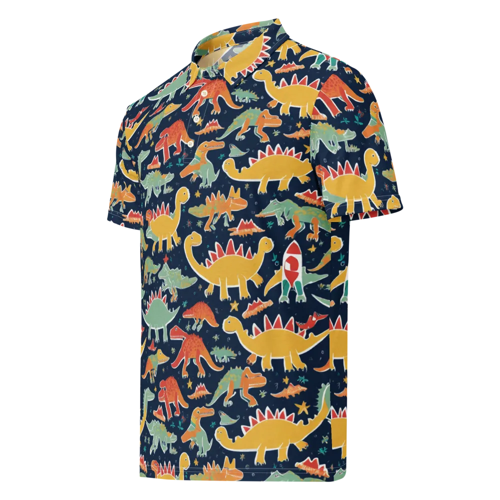 Dino Disco on Men's Slim Fit Polo Shirt — Left Front