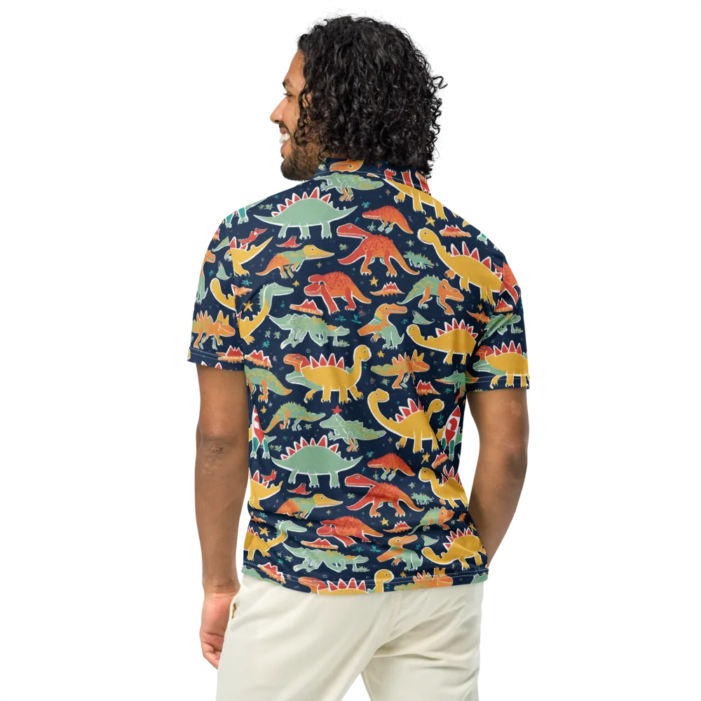 Dino Disco on Men's Slim Fit Polo Shirt — Back