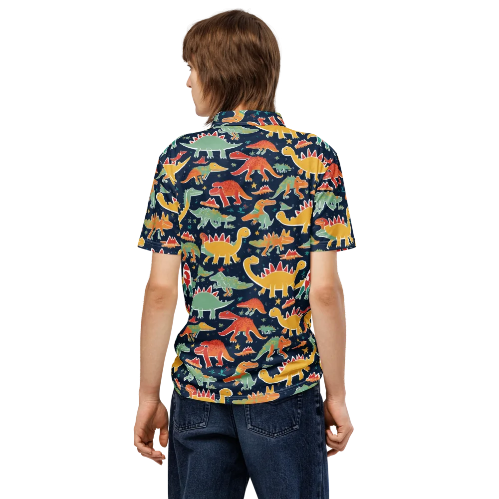 Dino Disco on Men's Slim Fit Polo Shirt — Back