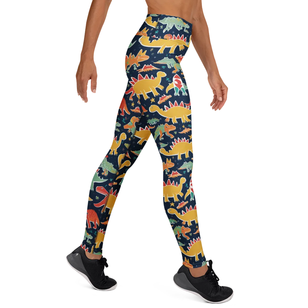 Dino Disco on Yoga Leggings — Right