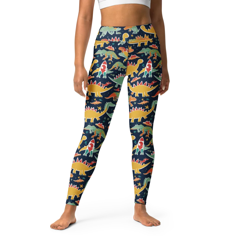 Dino Disco on Yoga Leggings — Front