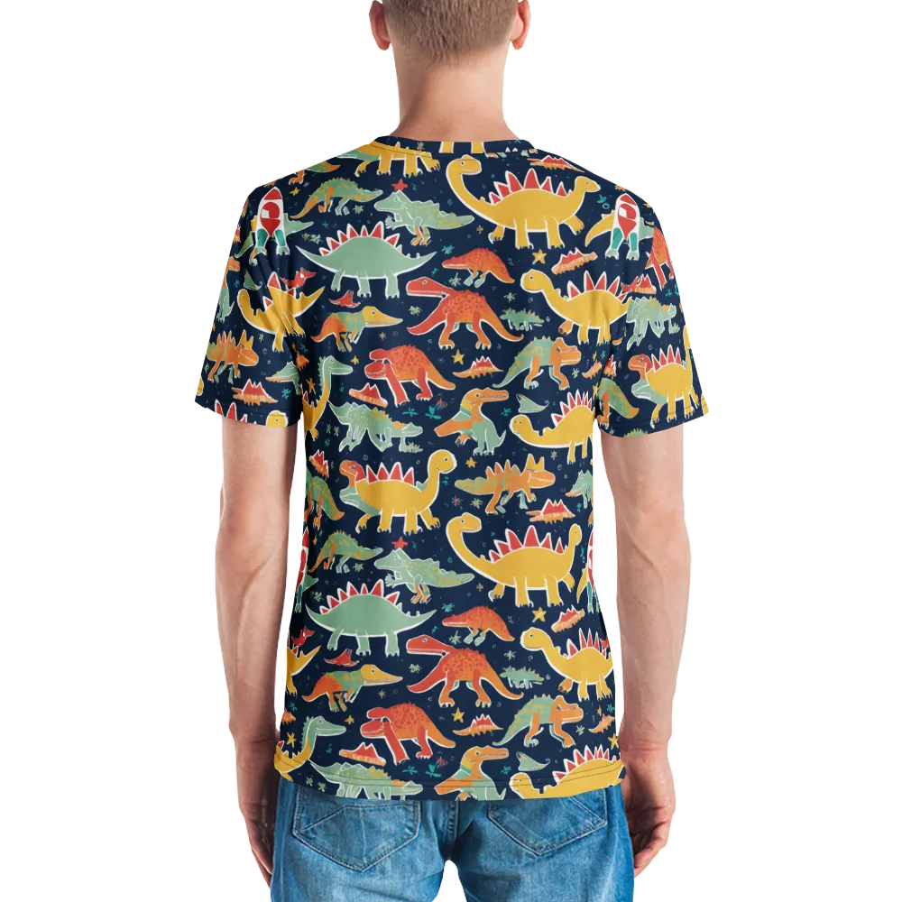 Dino Disco on Men's Crew Neck T-Shirt — Back