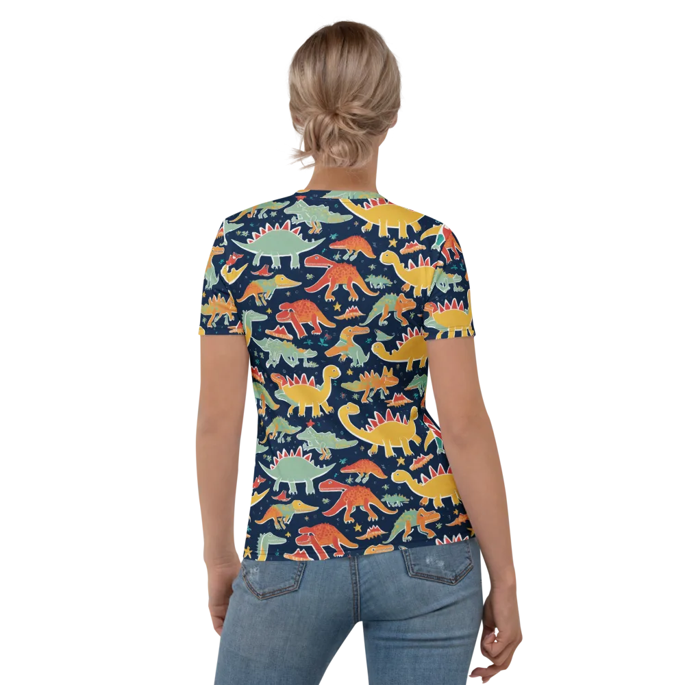 Dino Disco on Women's Crew Neck T-Shirt — Back