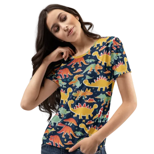 Dino Disco on a Women's Crew Neck T-Shirt