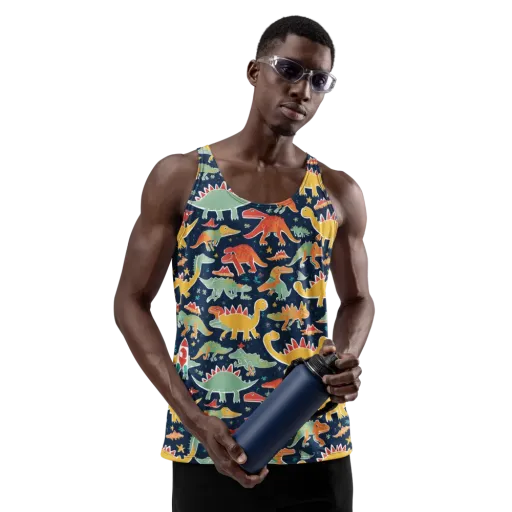 Dino Disco on a Men's Tank Top