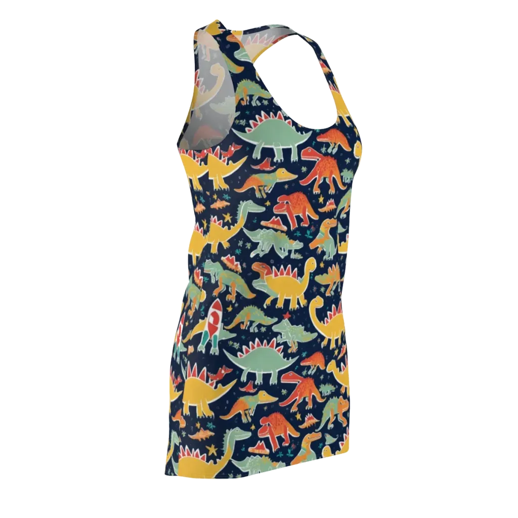 Dino Disco on Racerback Dress — Front Side