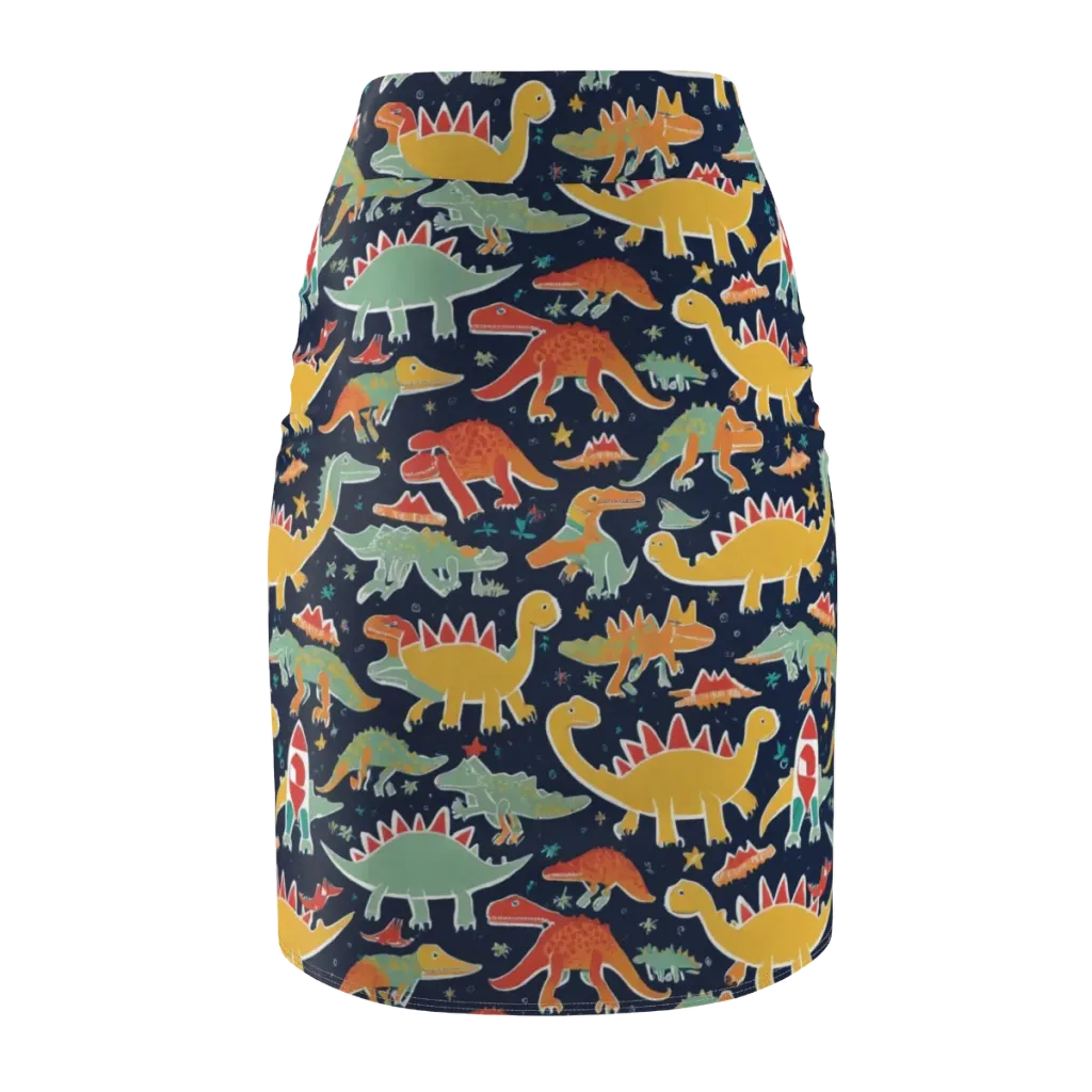 Dino Disco on Pencil Skirt — Back