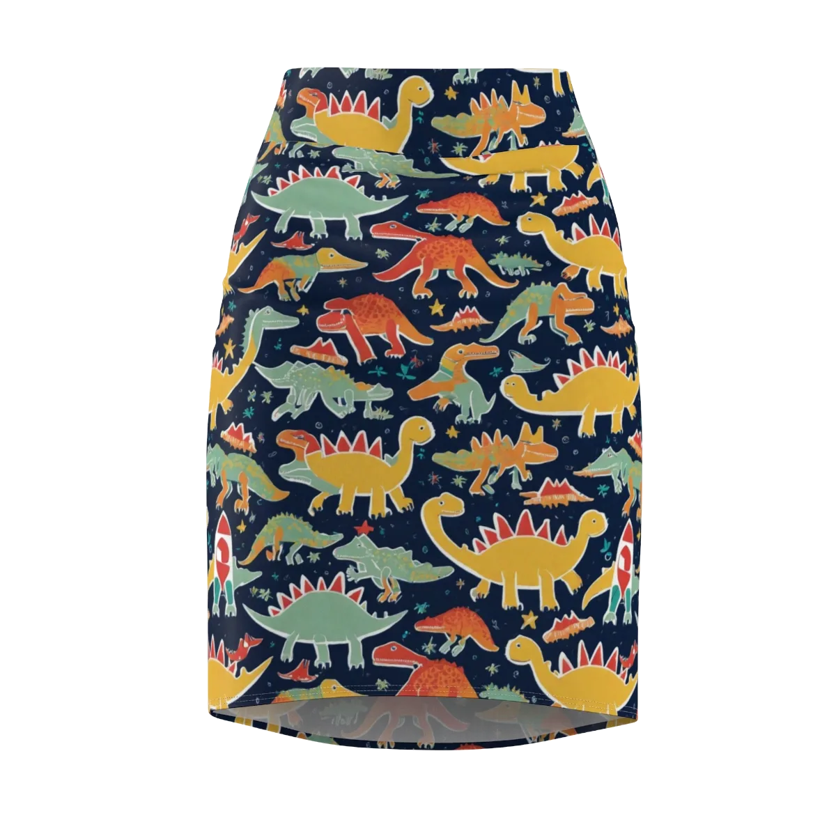 Dino Disco on Pencil Skirt — Front