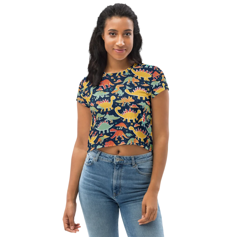 Dino Disco on Crop Tee — Front
