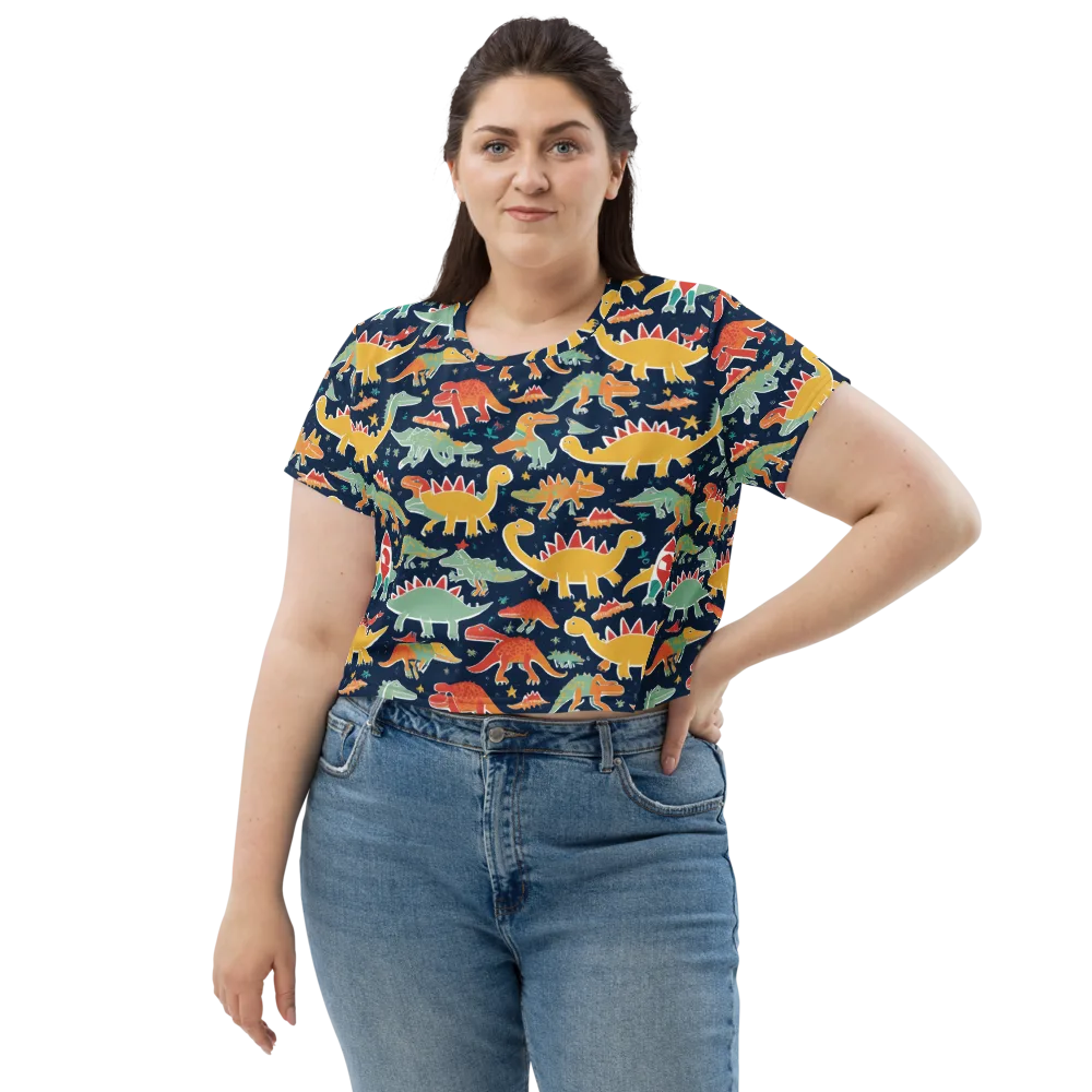 Dino Disco on Crop Tee — Front