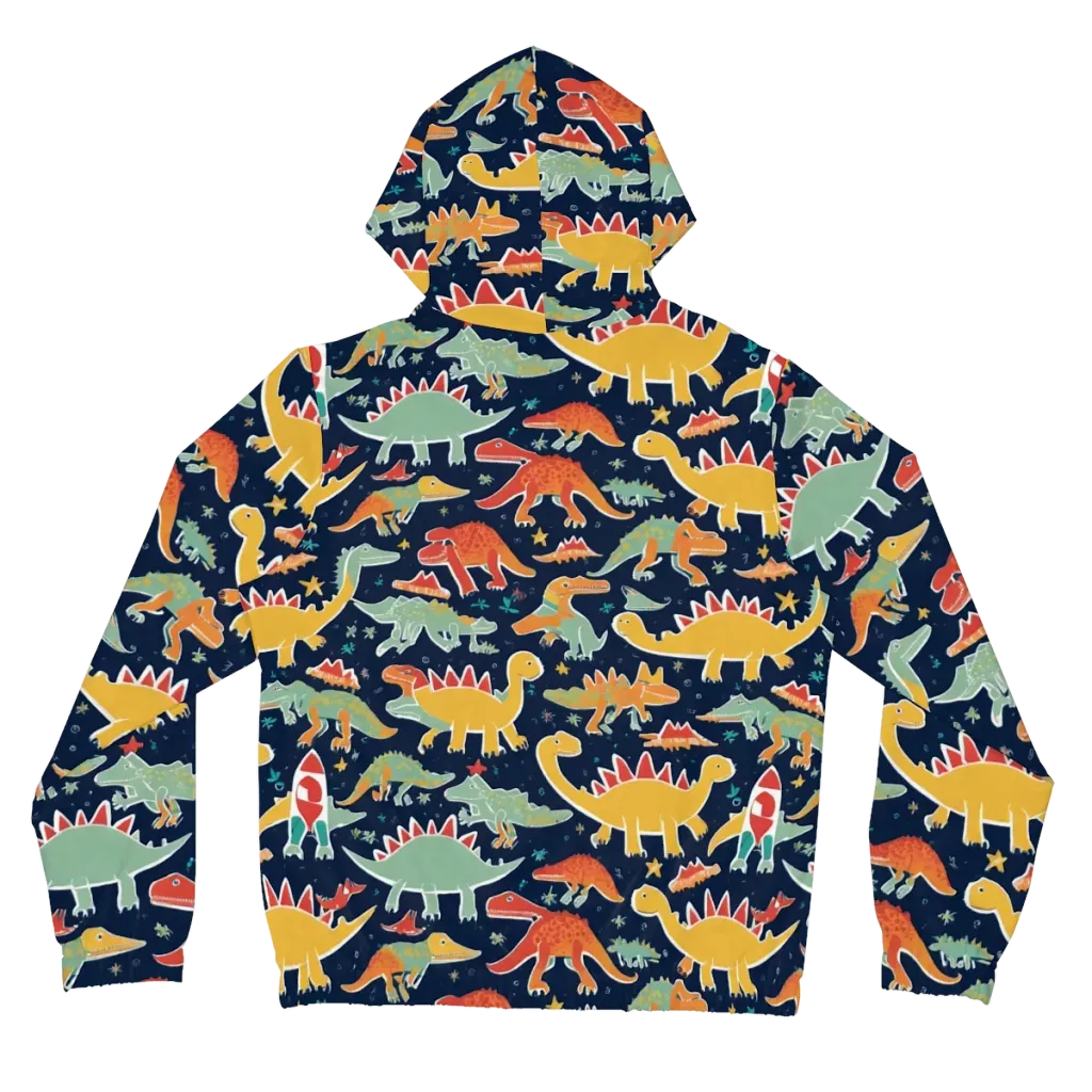 Dino Disco on Women's Full-Zip Hoodie — Back