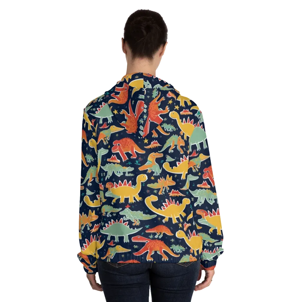 Dino Disco on Women's Full-Zip Hoodie — Back On Person