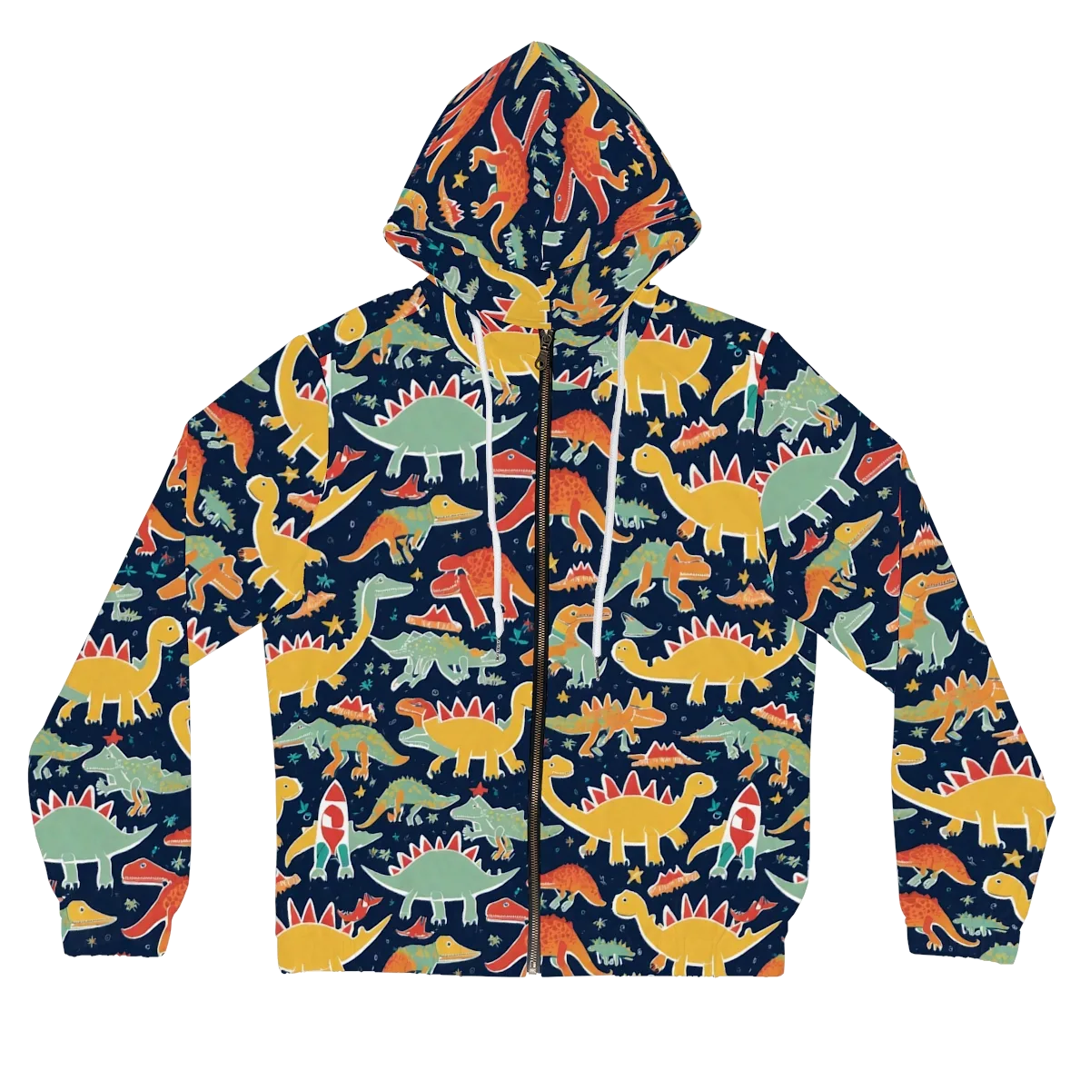 Dino Disco on Women's Full-Zip Hoodie — Front