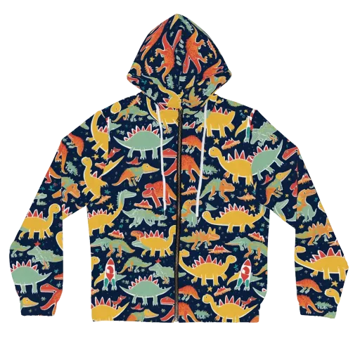 Dino Disco on a Women's Full-Zip Hoodie