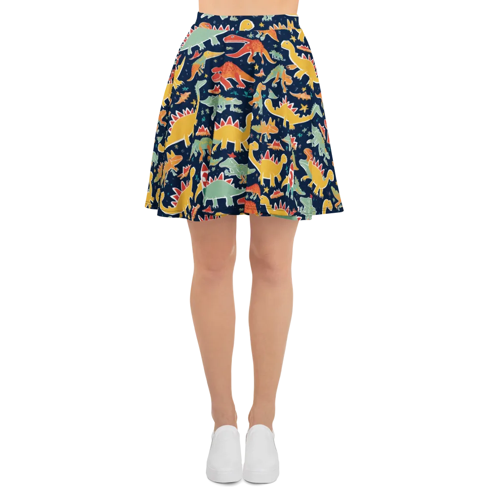 Dino Disco on Skater Skirt — Front