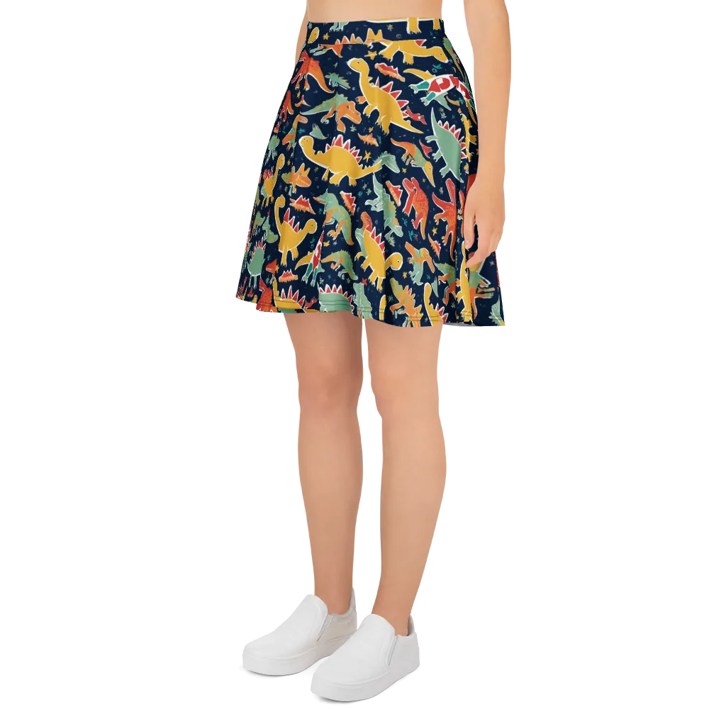 Dino Disco on Skater Skirt — Left