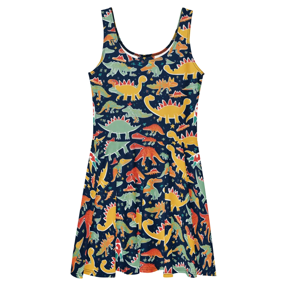 Dino Disco on Skater Dress — Front