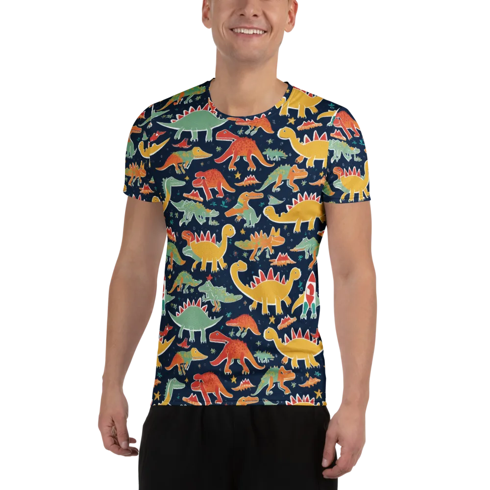 Dino Disco on Men's Athletic T-Shirt — Front