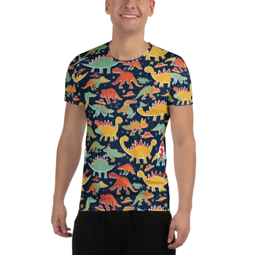 Dino Disco on a Men's Athletic T-Shirt