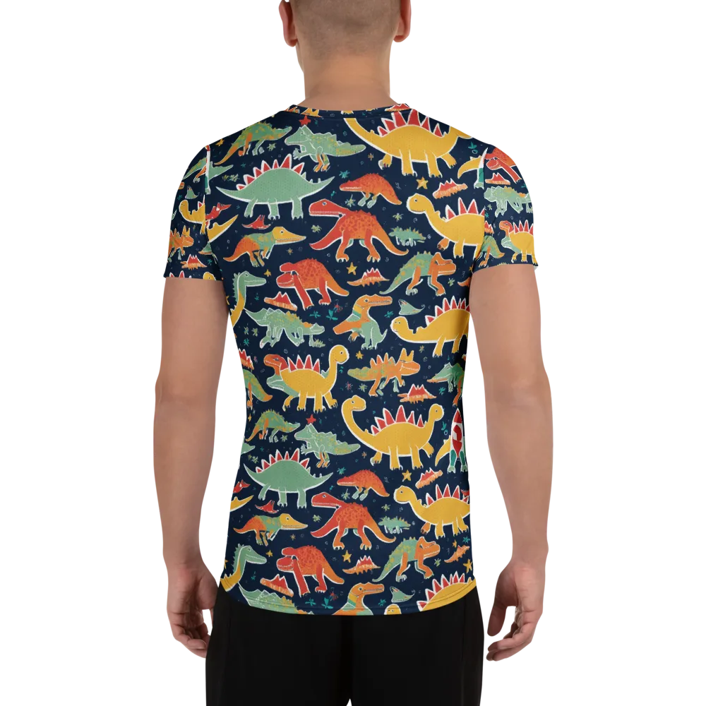 Dino Disco on Men's Athletic T-Shirt — Back