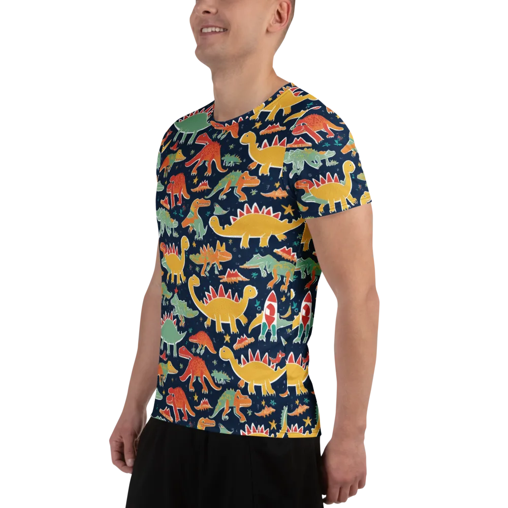 Dino Disco on Men's Athletic T-Shirt — Left