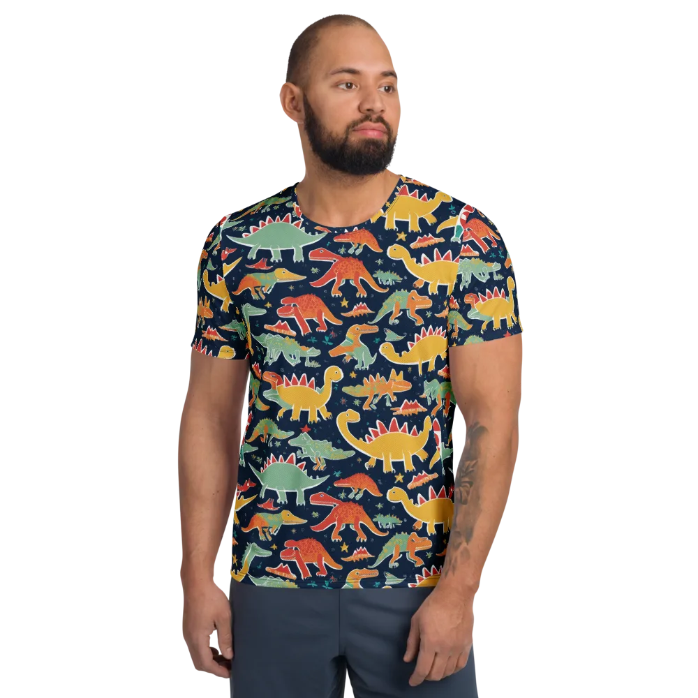 Dino Disco on Men's Athletic T-Shirt — Front