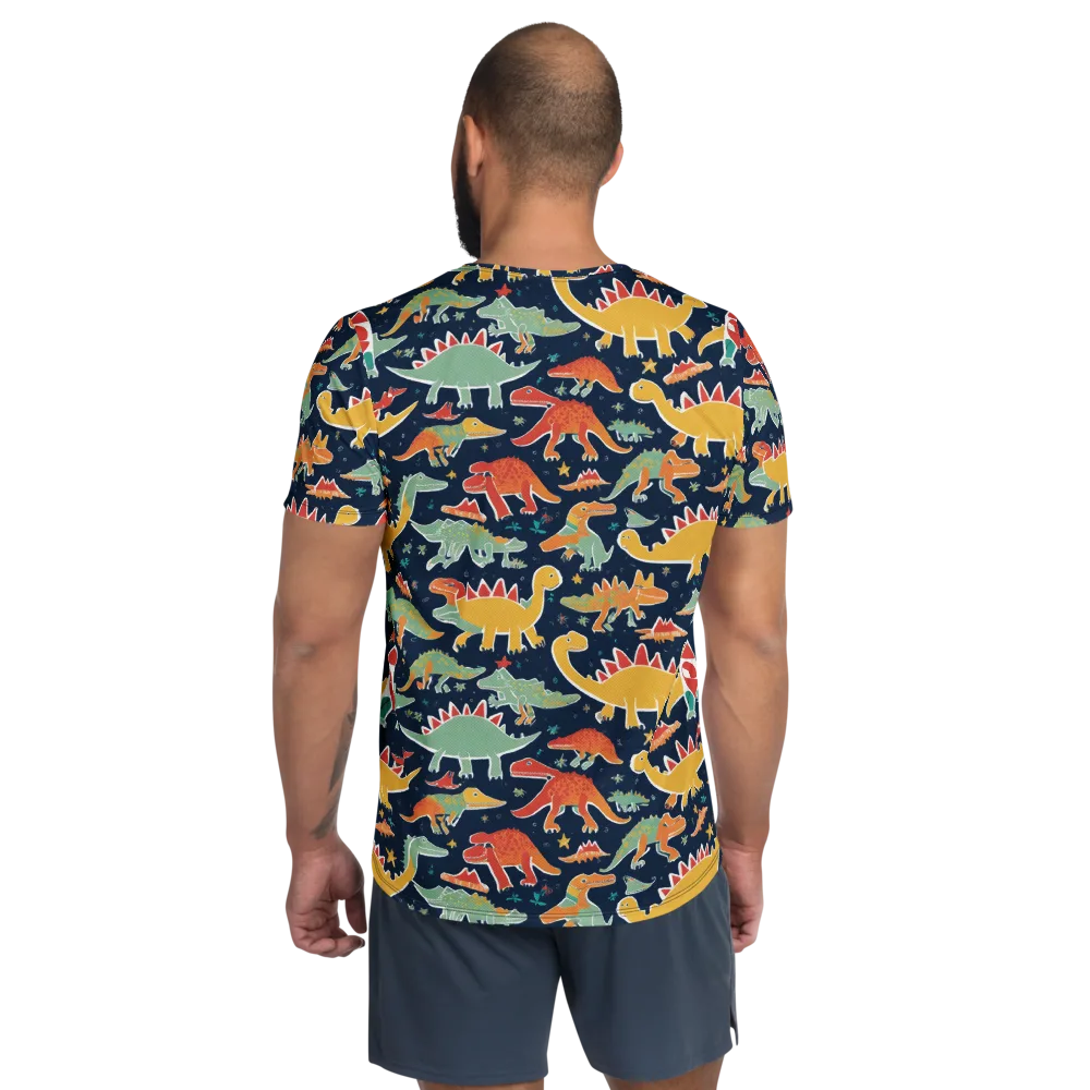 Dino Disco on Men's Athletic T-Shirt — Back