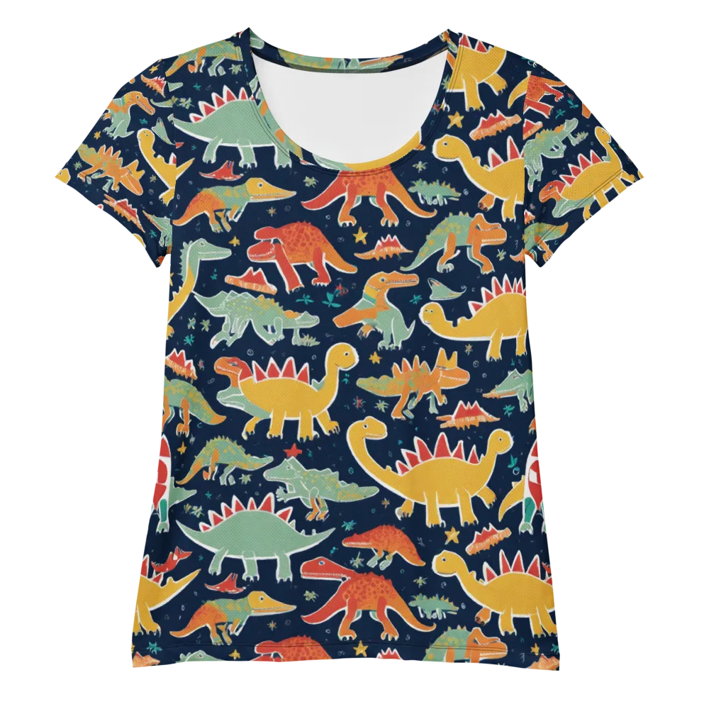 Dino Disco on Women's Athletic T-Shirt — Front