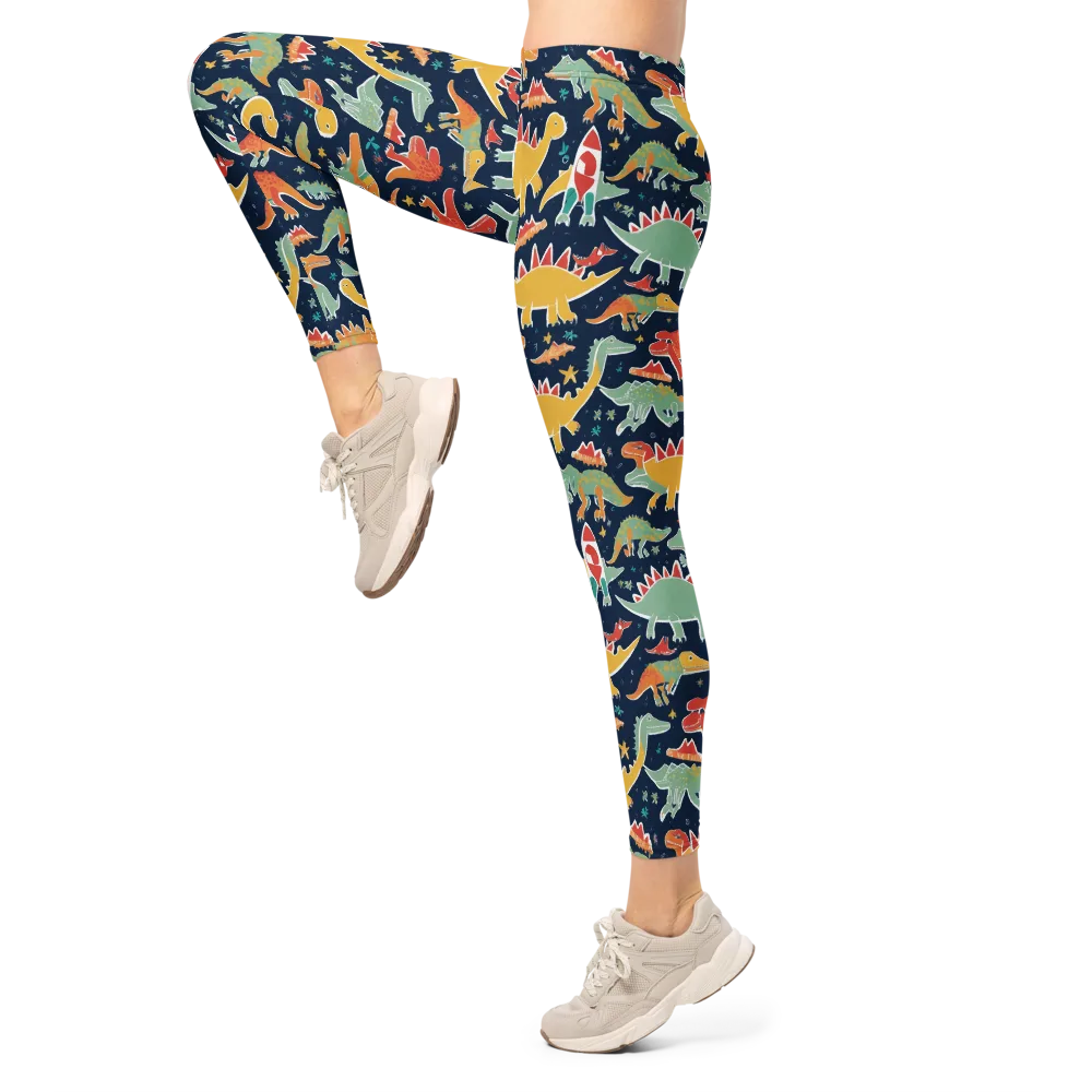 Dino Disco on Leggings — Left