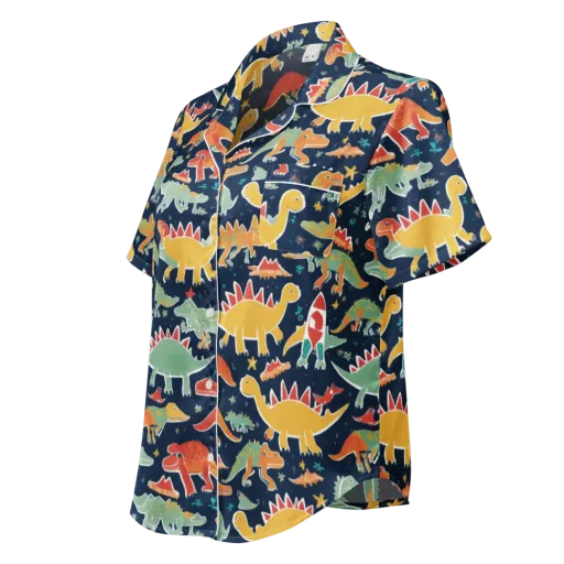 Dino Disco on a Women's Short Sleeve Pajama Top