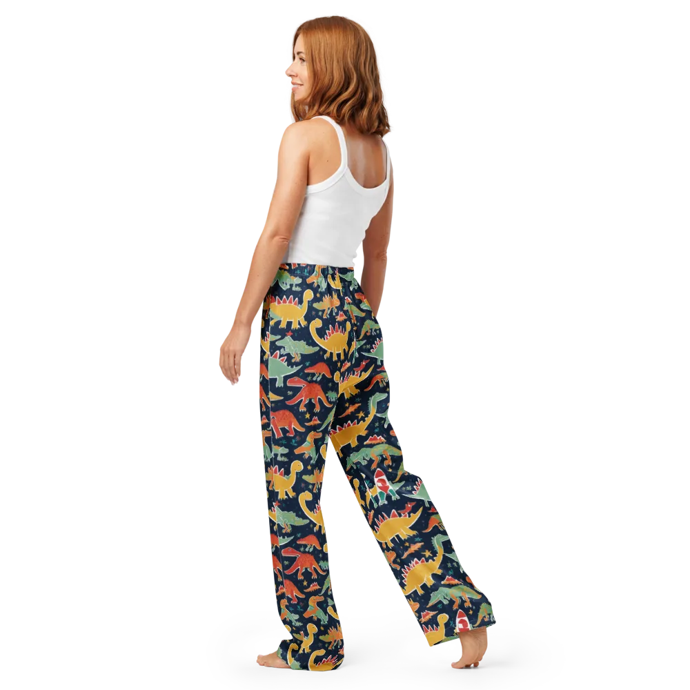 Dino Disco on Women's Pajama Pants — Back