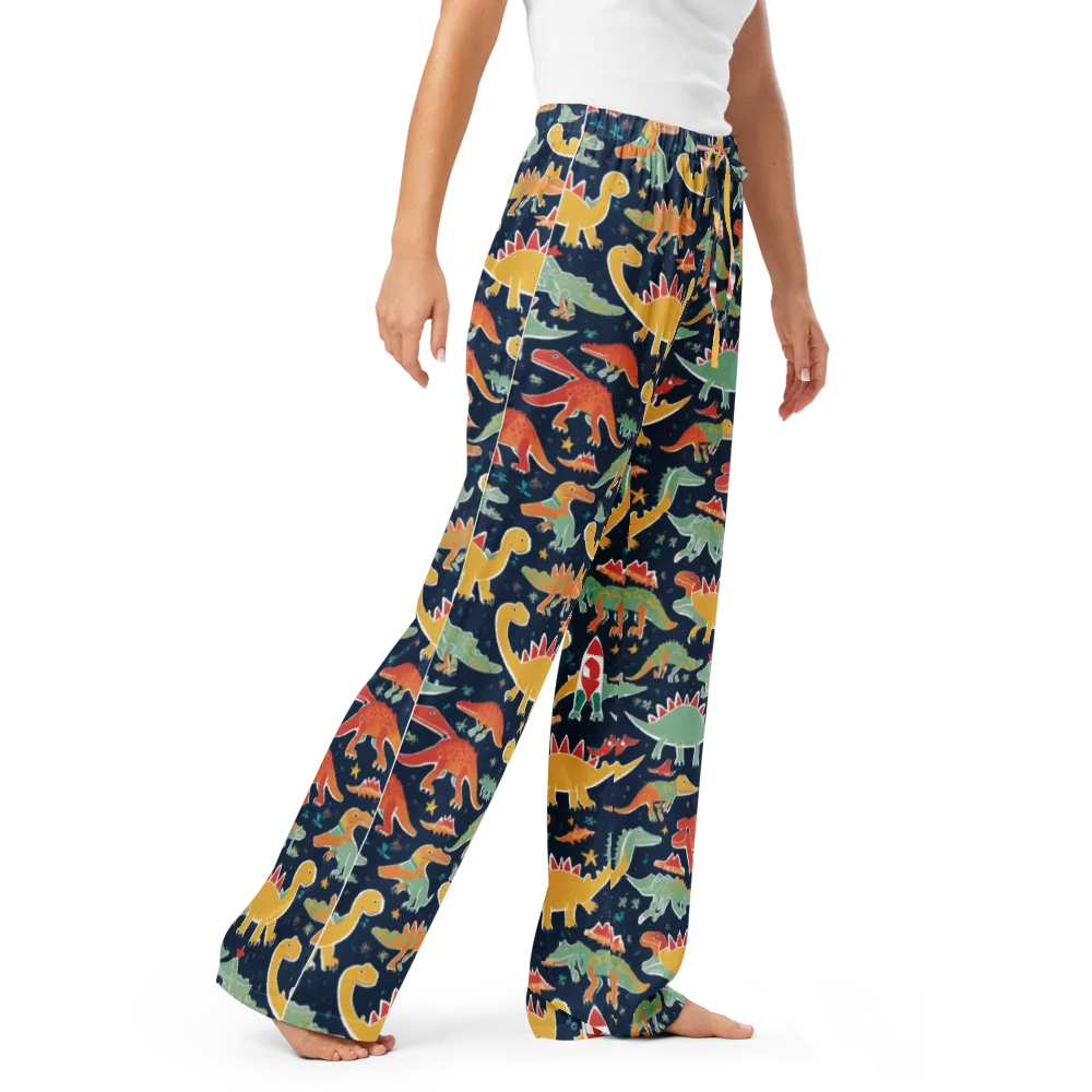 Dino Disco on Women's Pajama Pants — Right Front