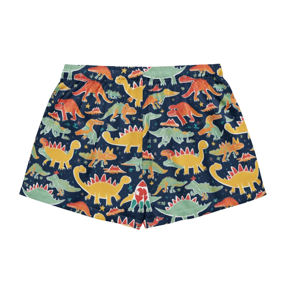 Dino Disco on Women's Pajama Shorts — Back