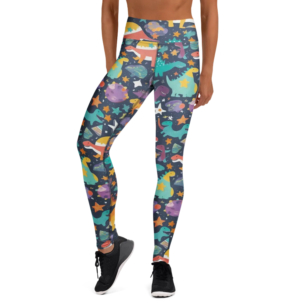 Dino Starfield on Yoga Leggings — Front